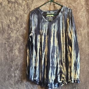 Earth Yoga Women's Long Sleeve Tie-Dye Top - Blue and Cream